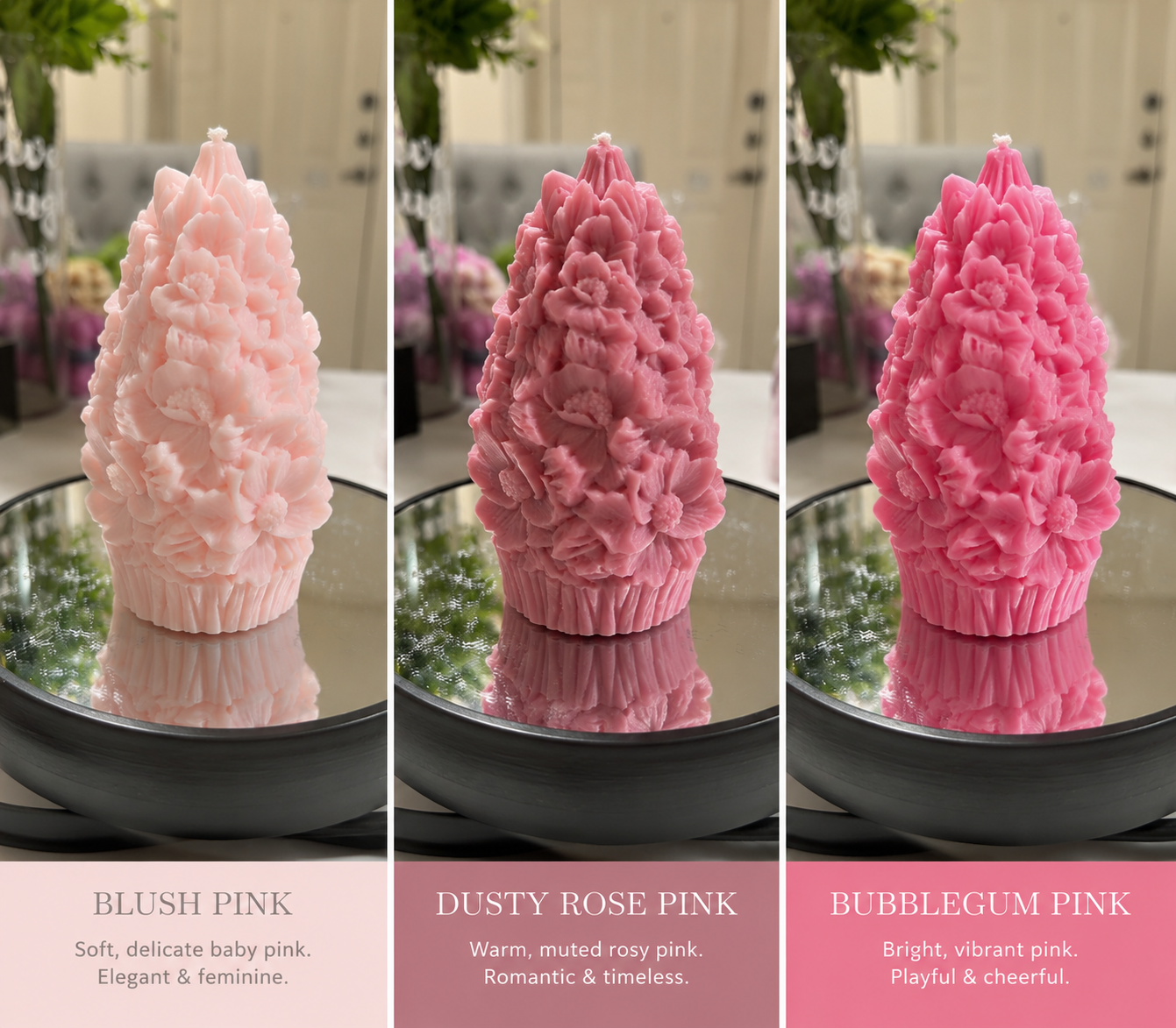 Blushed Pink Luxury Floral Vanilla Amber Candles