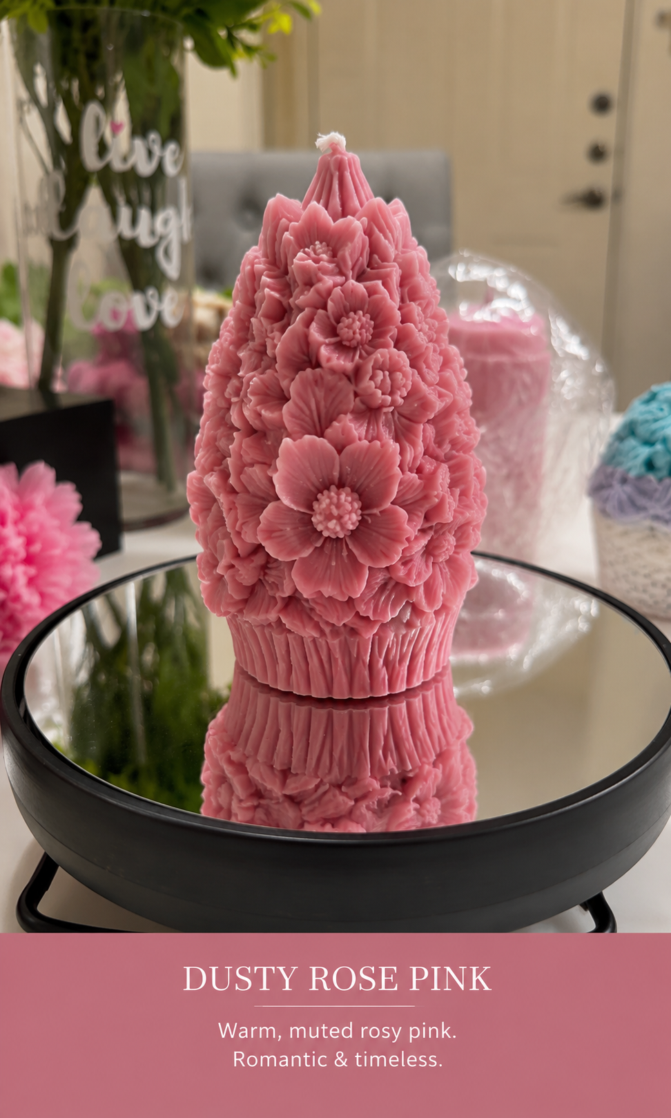 Blushed Pink Luxury Floral Vanilla Amber Candles