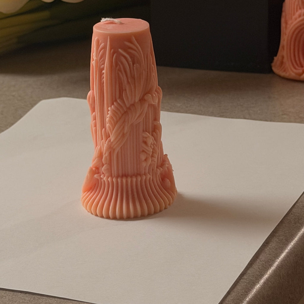 Ivory Petal Pillar Candles