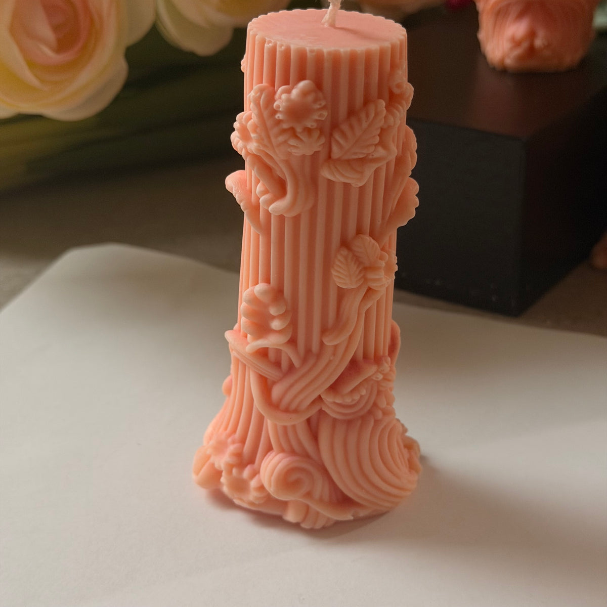 Ivory Petal Pillar Candles