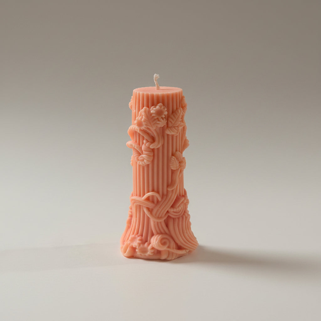 Ivory Petal Pillar Candles
