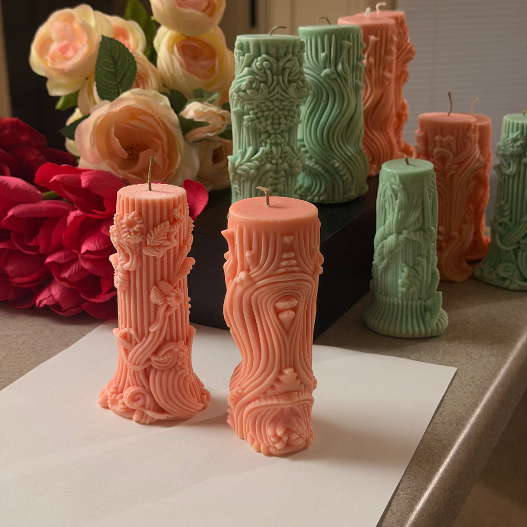 Ivory Petal Pillar Candles