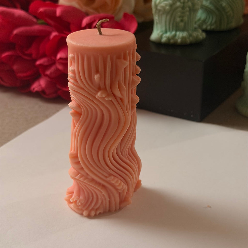Ivory Petal Pillar Candles