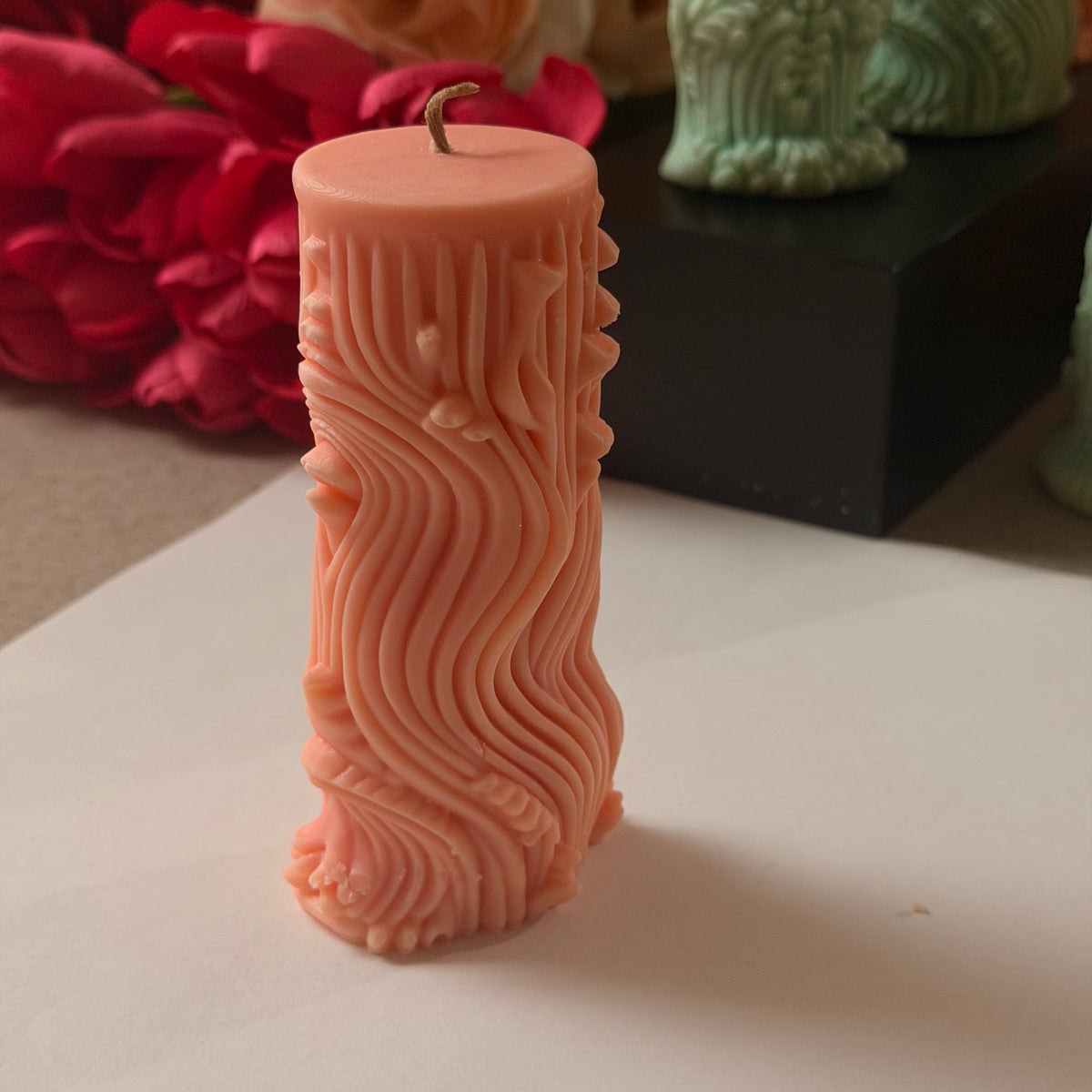 Ivory Petal Pillar Candles