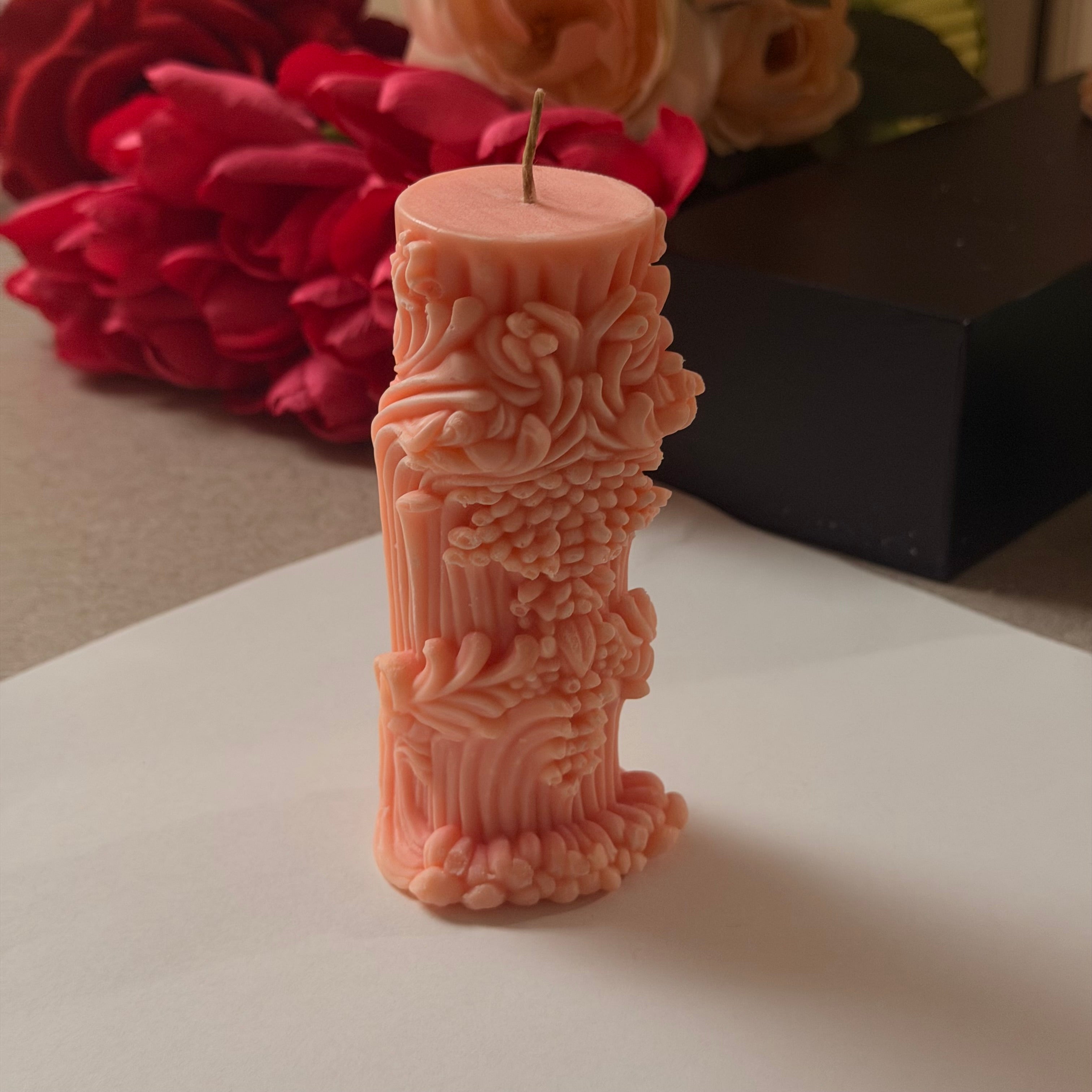 Ivory Petal Pillar Candles