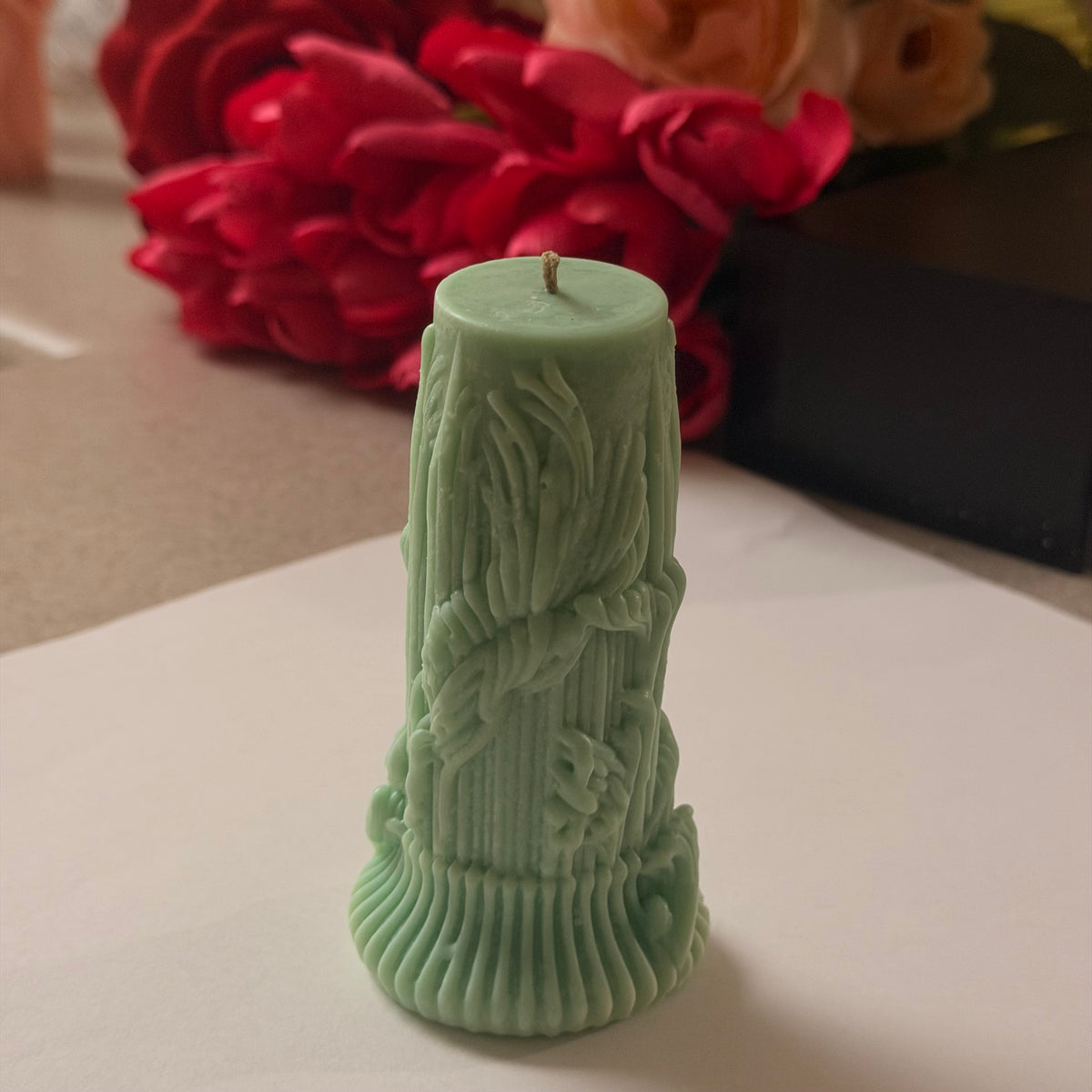 Mint Veil Pillar Candles