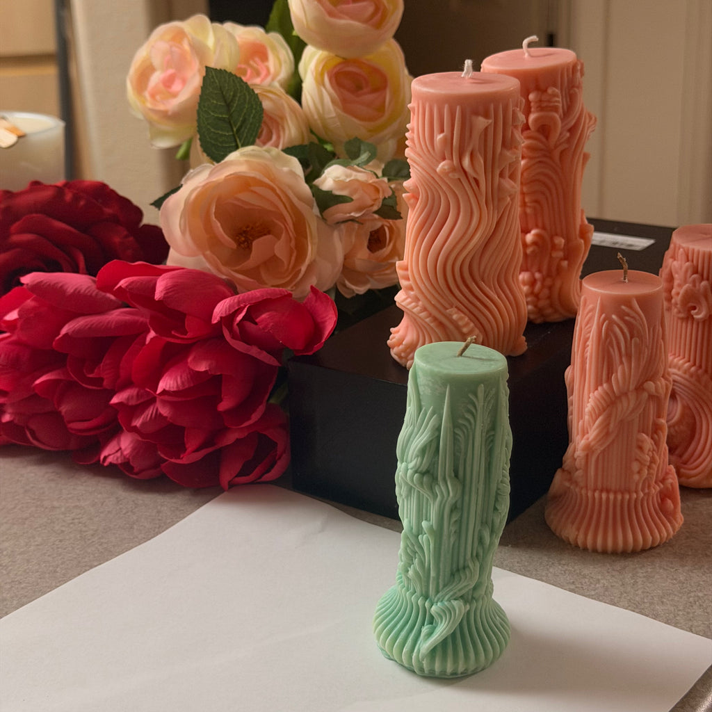 Mint Veil Pillar Candles