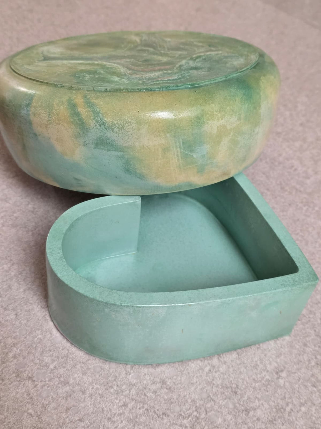 Verdant Gold Handcrafted Concrete Bowl