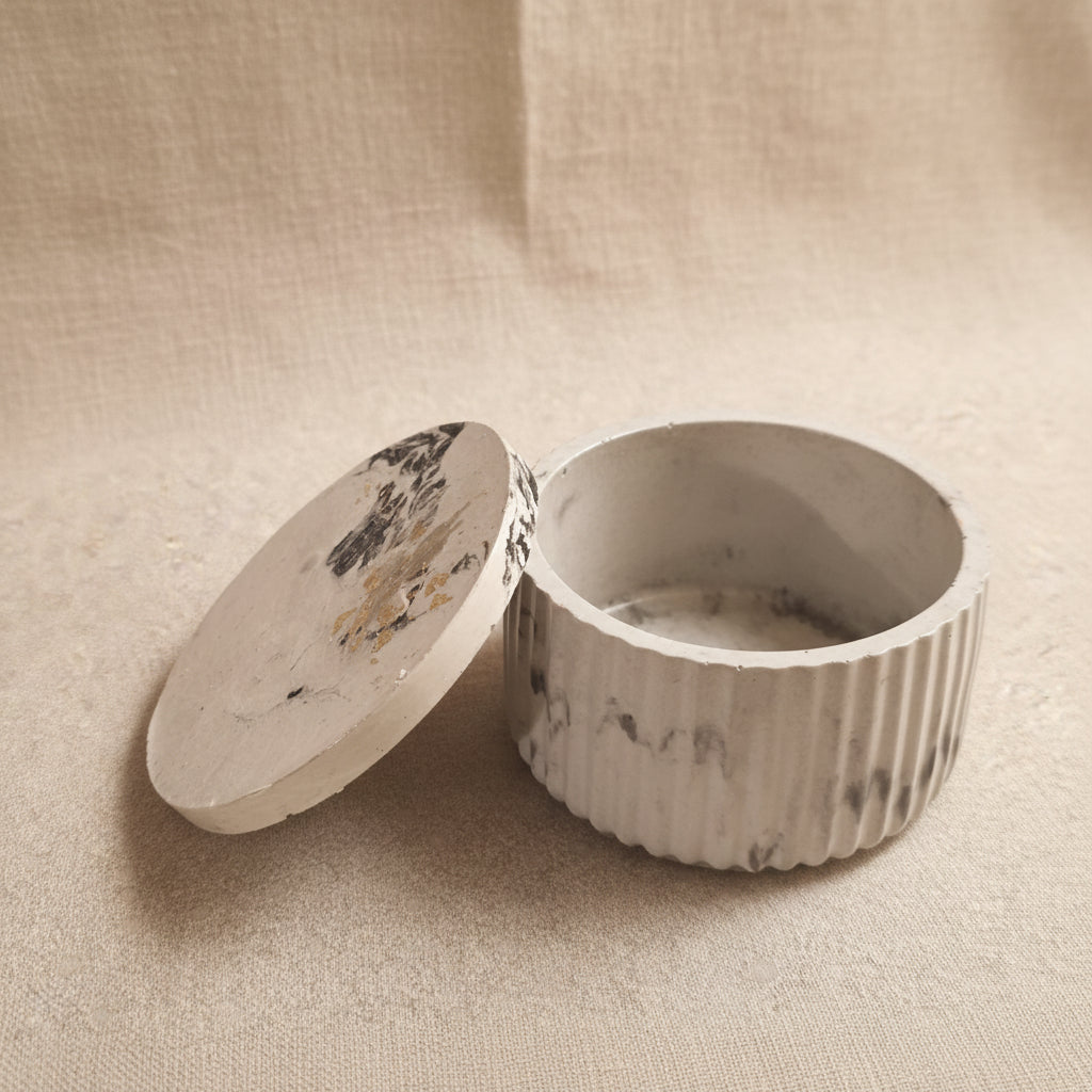 Elara Fluted Marble Keepsake Jar