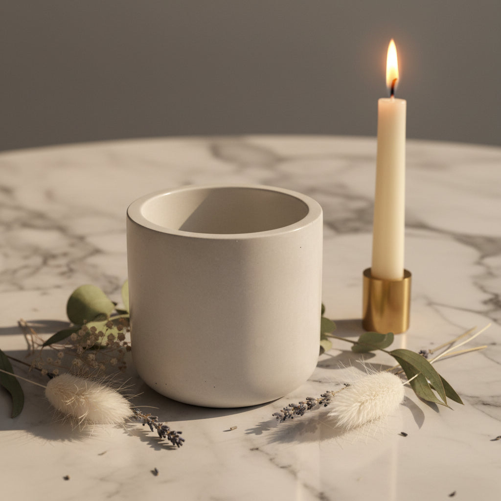 Gray Handcrafted Cement Jar