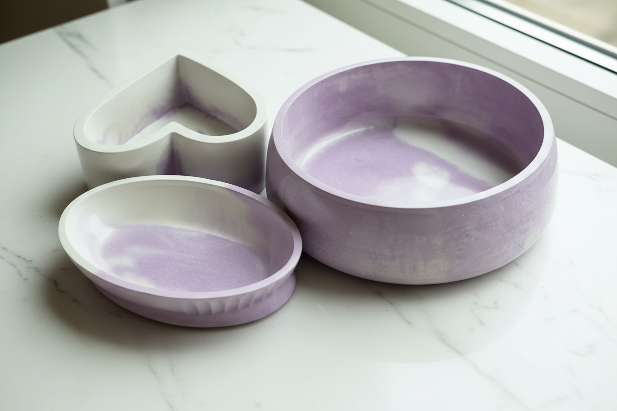 3 Pieces Lavender Marble Decorative Bowl Sets💜