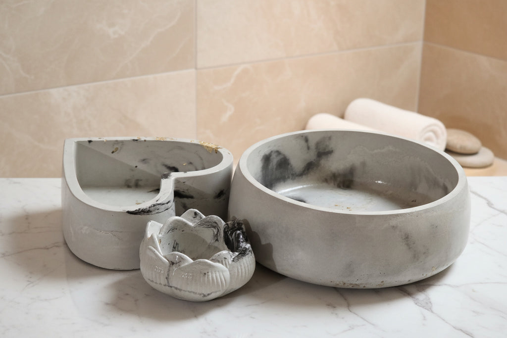 Eclipse Marble 3-Piece Concrete Décor Set