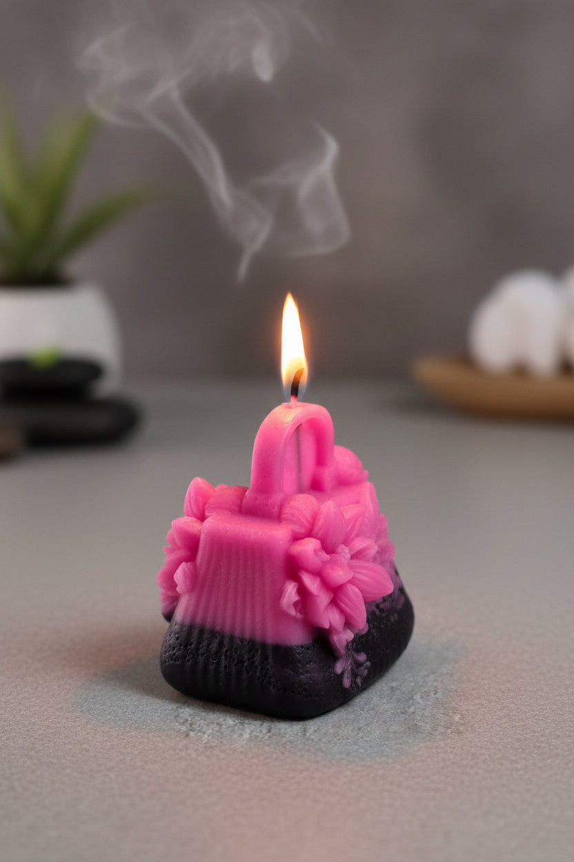 🌸 Floral Handbag Sculpted Candle