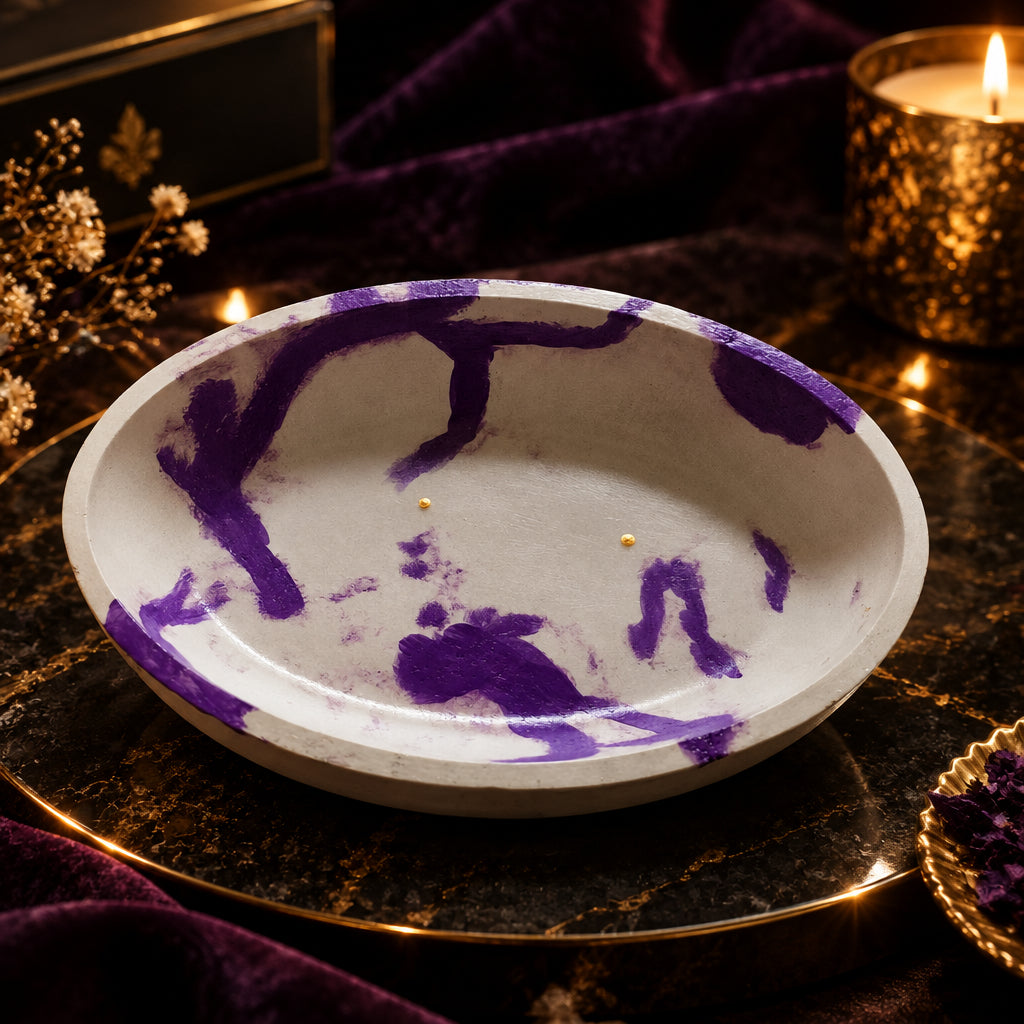 Amethyst Muse Concrete Oval Bowl