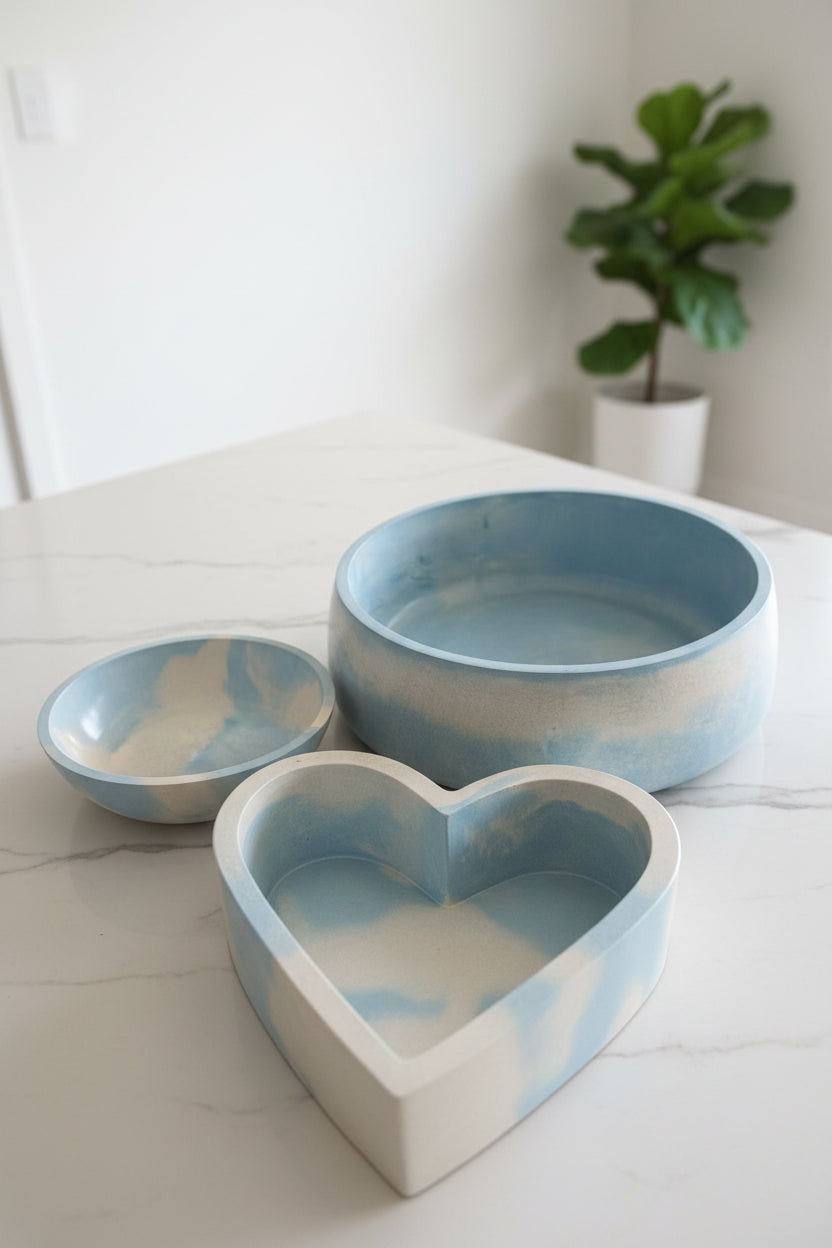 Coastal Serenity Blue Marble Décor Set 🩵🤍