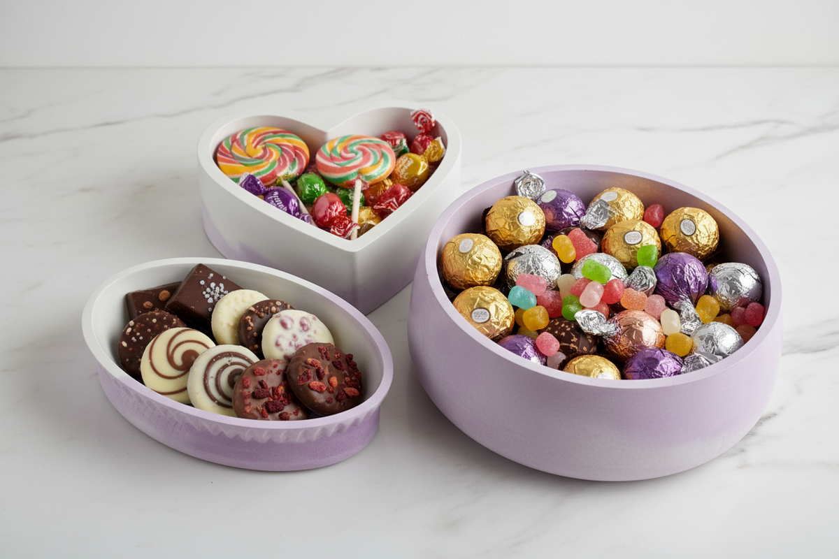 3 Pieces Lavender Marble Decorative Bowl Sets💜