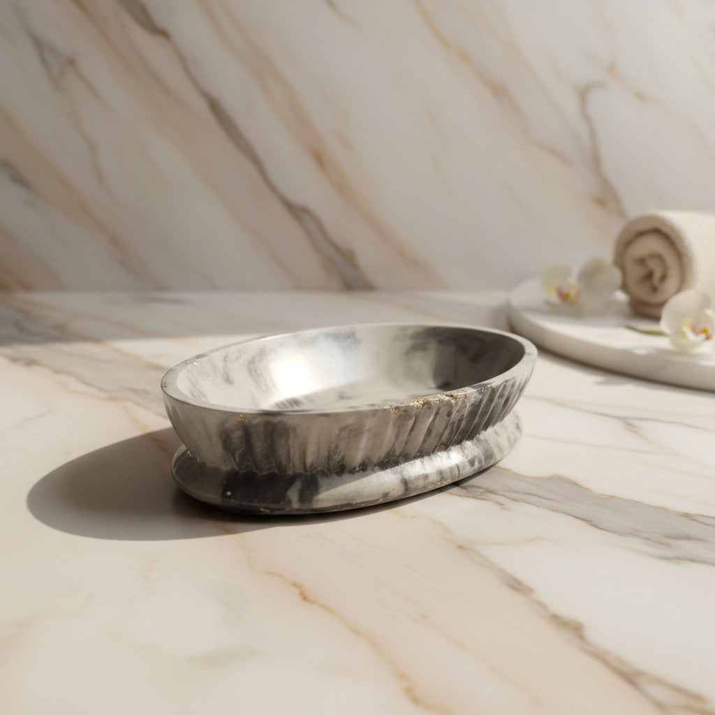 Noir Ripple Oval Catchall Bowl