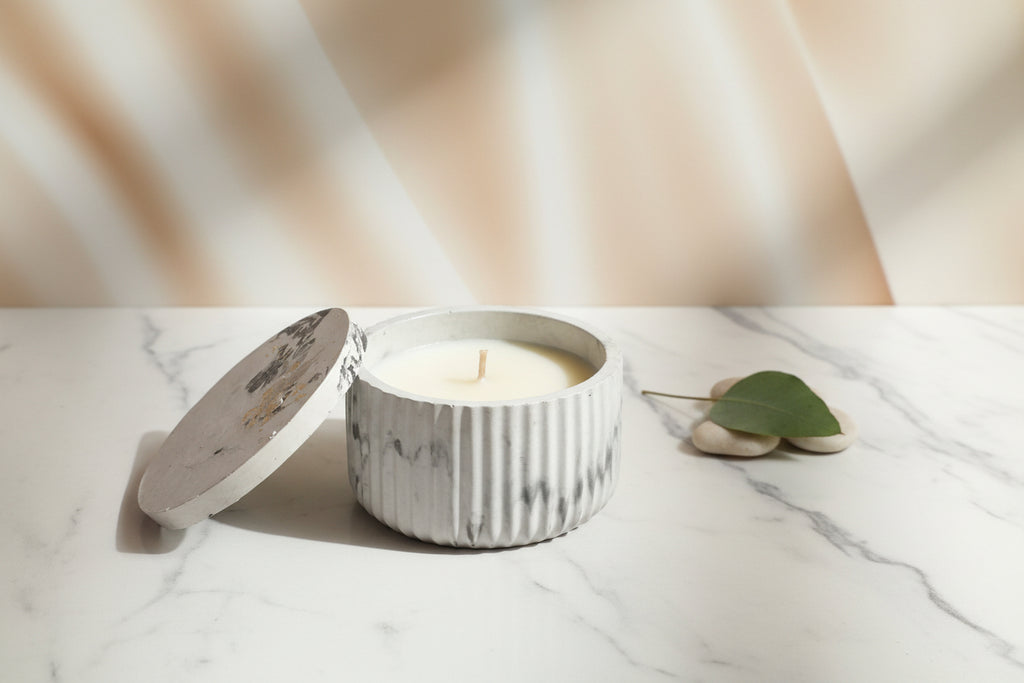 Elara Fluted Marble Keepsake Jar