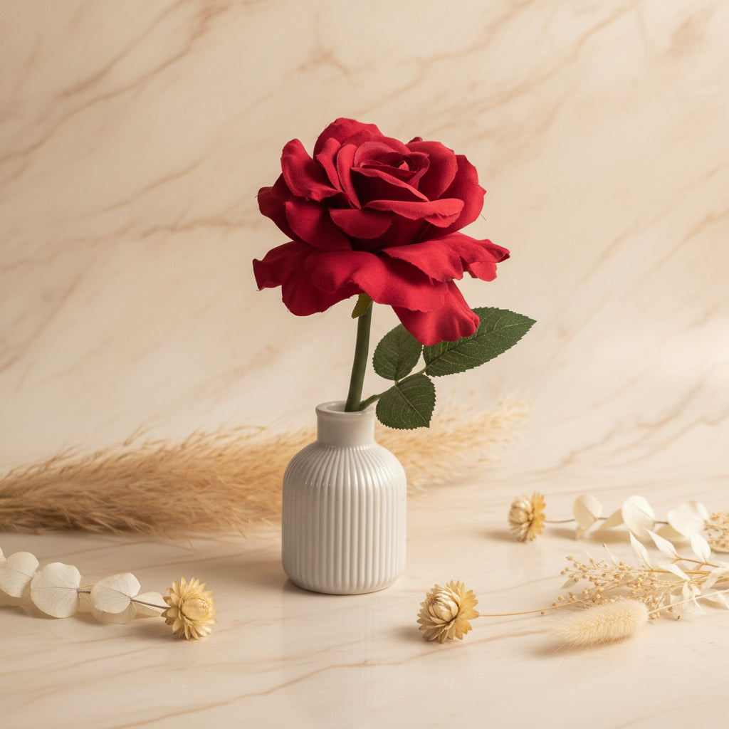 Serene Ribbed Concrete Vase