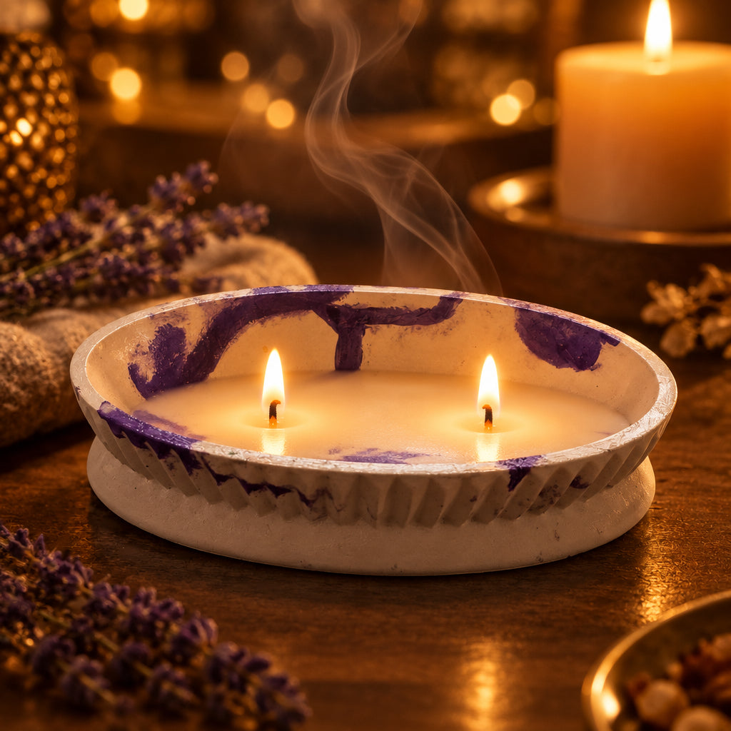 Amethyst Muse Concrete Oval Bowl