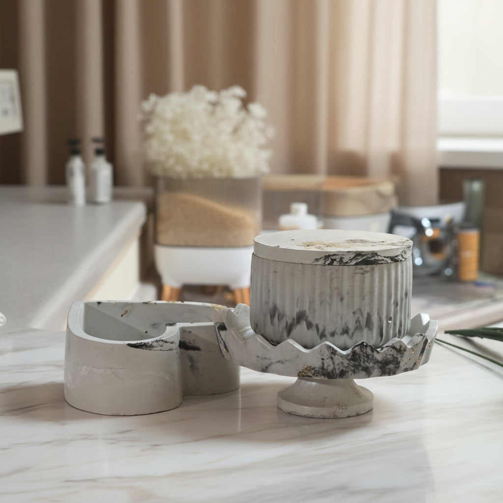 Noir Marble 3-Piece Concrete Vanity & Décor Set