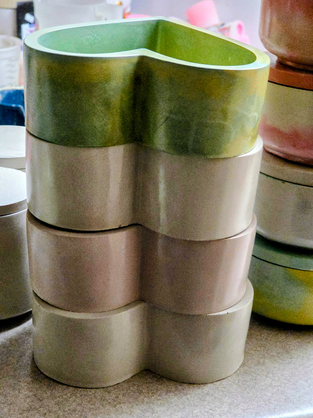 Heart-Shaped Decorative Cement Jar ❤️