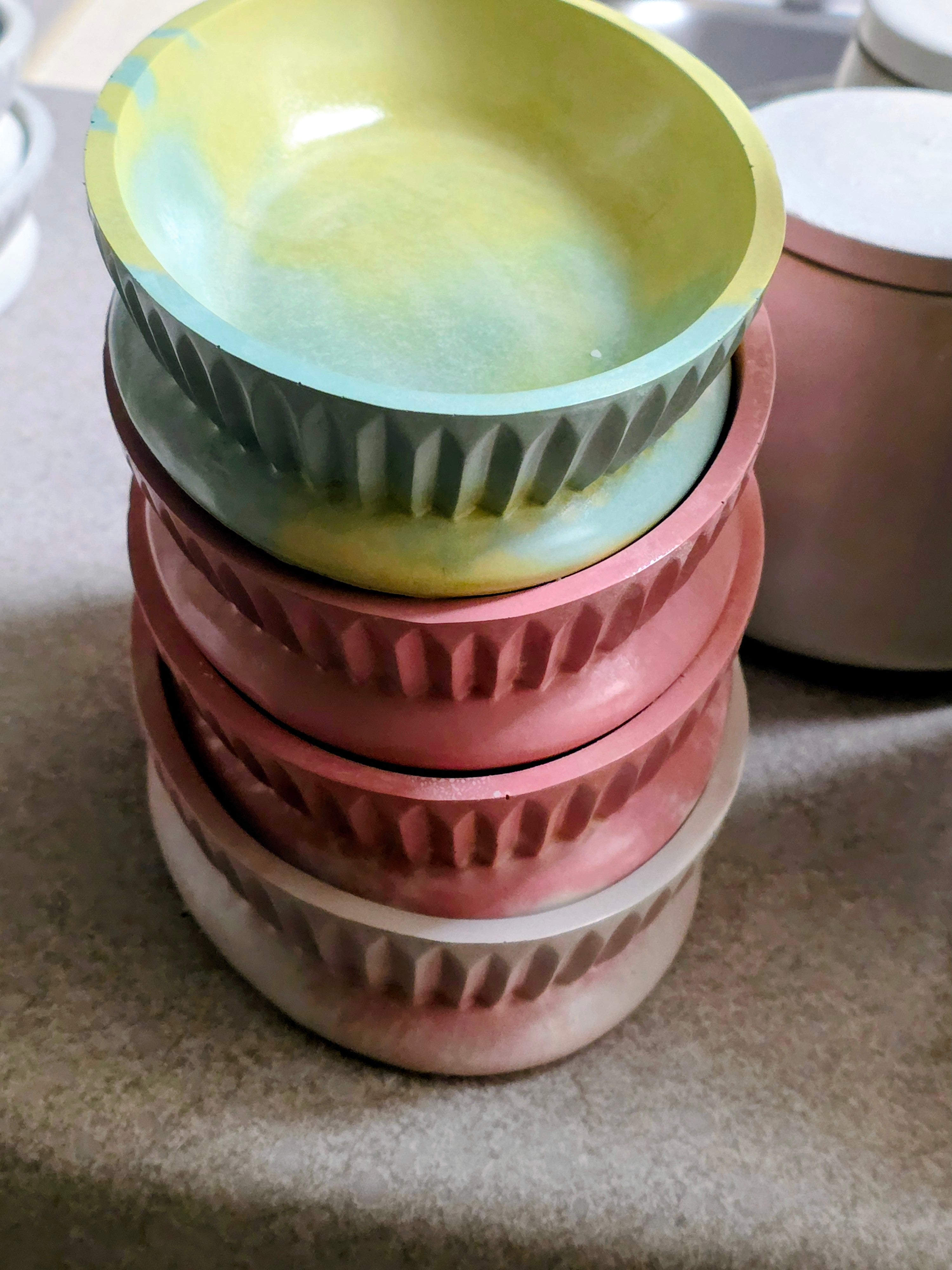 Handcrafted Cement Multipurpose Marble Oval Jars