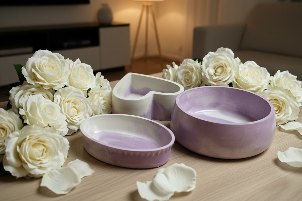3 Pieces Lavender Marble Decorative Bowl Sets💜