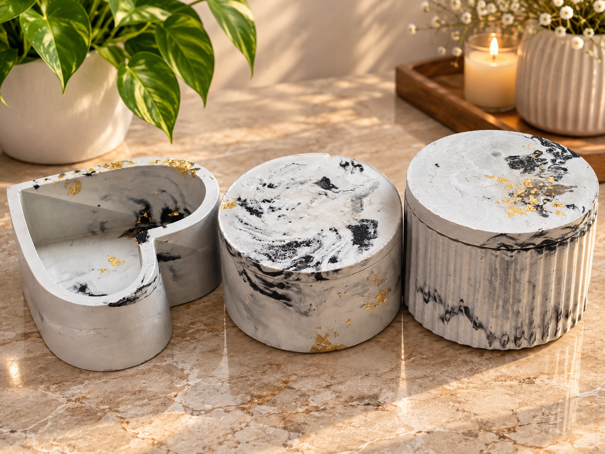 Marble Harmony 3-Piece Concrete Keepsake Collection