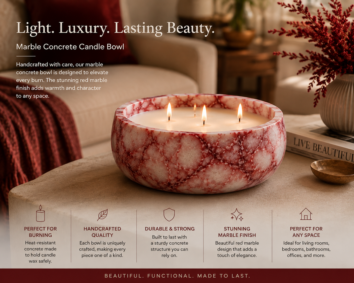 Red Marble Concrete Bowl