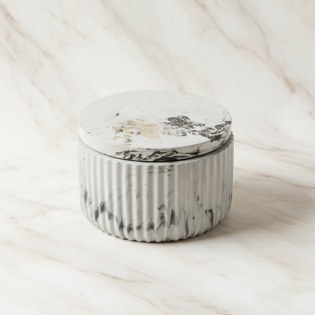 Elara Fluted Marble Keepsake Jar