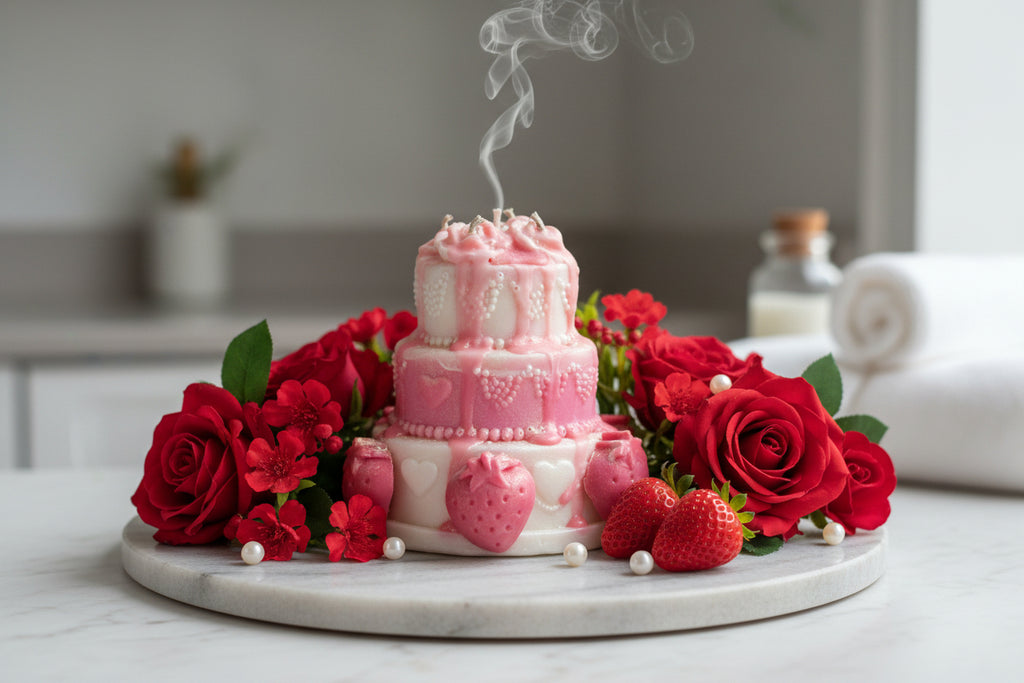 Luxurious Strawberry Sculpted Candle