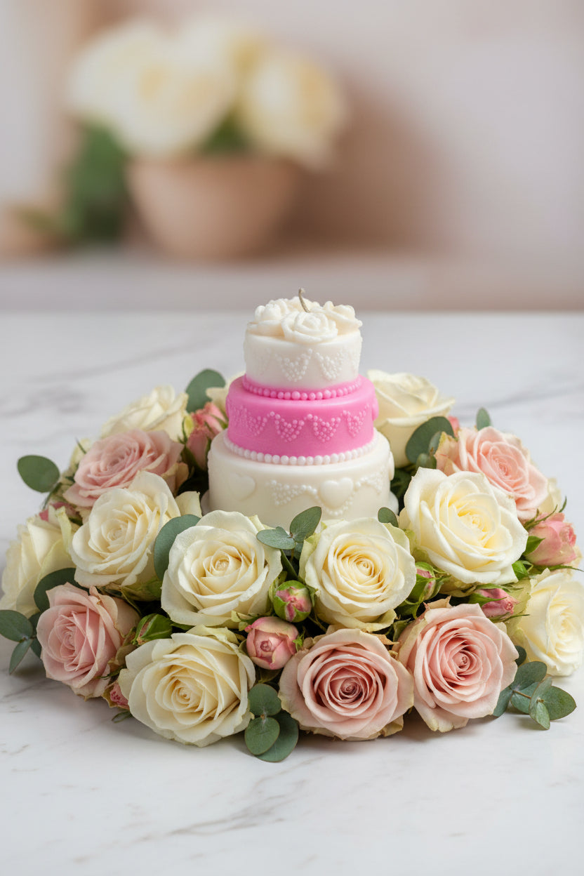 Luxury Coconut Cream Floral Cake Candle