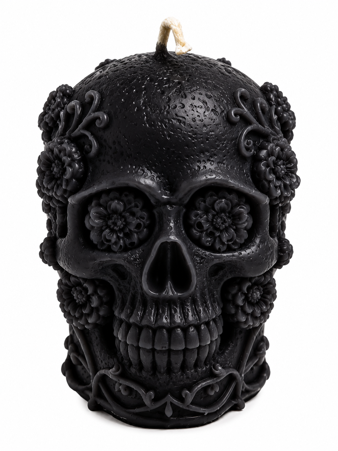 🌸 Floral Skull Sculpted Candle