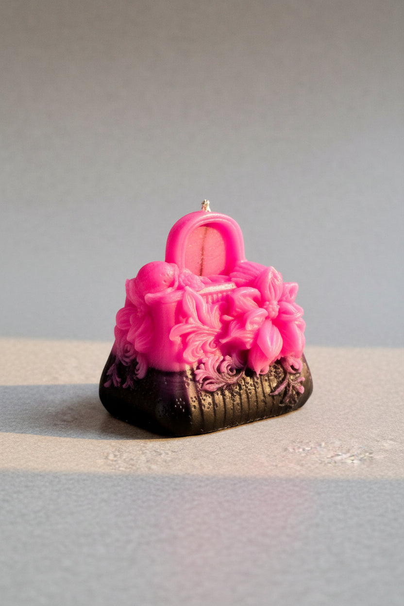 🌸 Floral Handbag Sculpted Candle