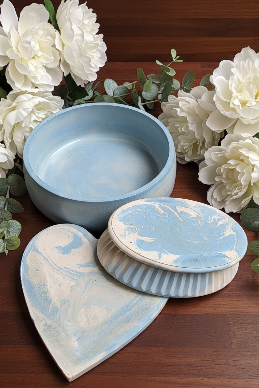 Coastal Serenity Blue Marble Décor Set 🩵🤍
