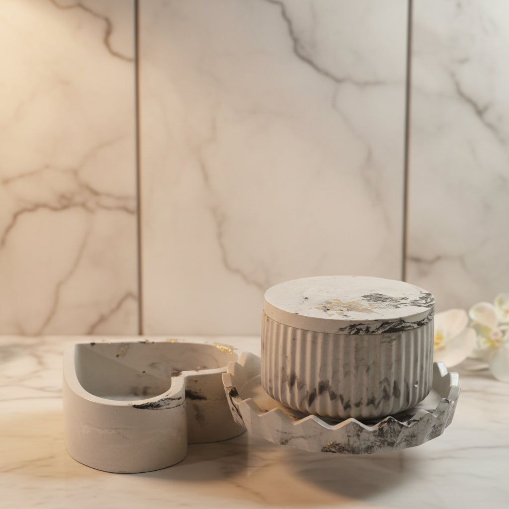 Noir Marble 3-Piece Concrete Vanity & Décor Set