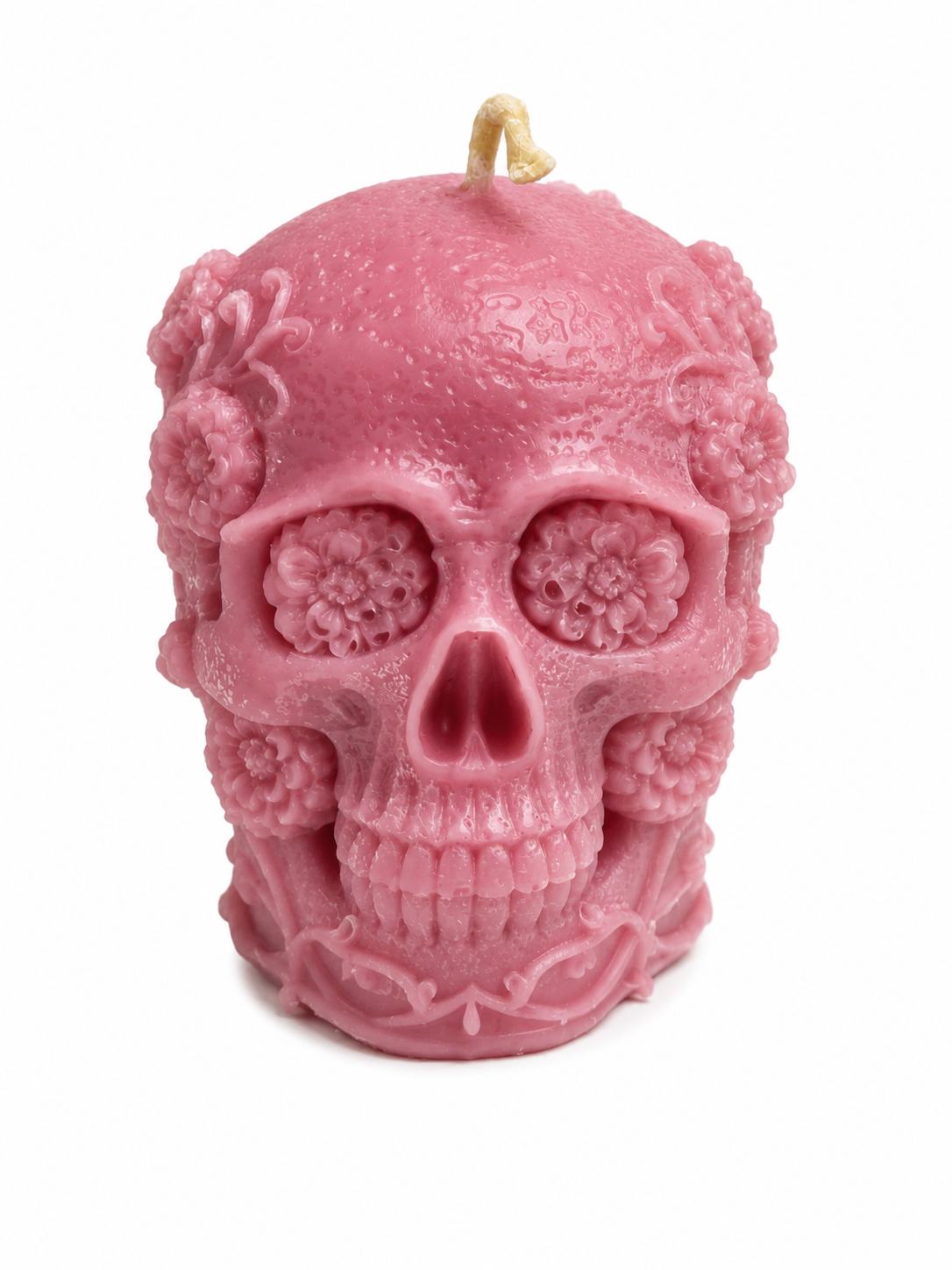 🌸 Floral Skull Sculpted Candle