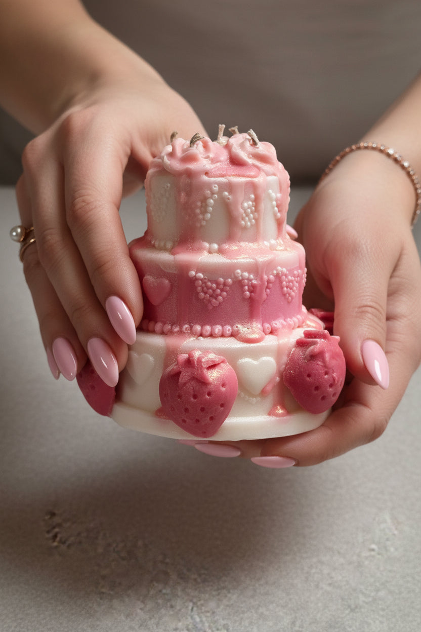 Luxurious Strawberry Sculpted Candle