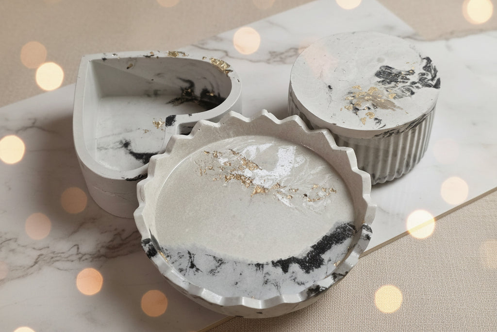 Noir Marble 3-Piece Concrete Vanity & Décor Set