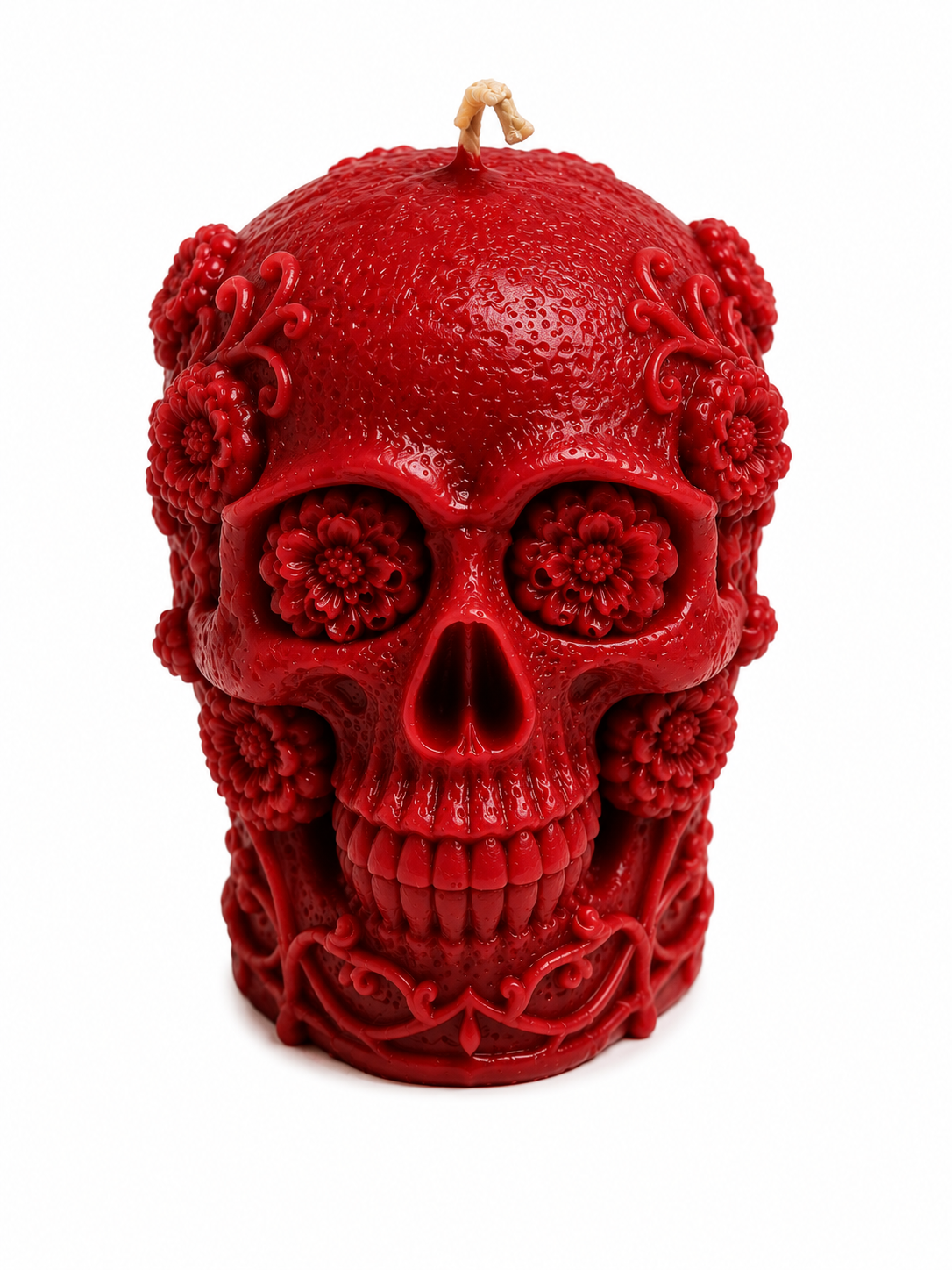🌸 Floral Skull Sculpted Candle