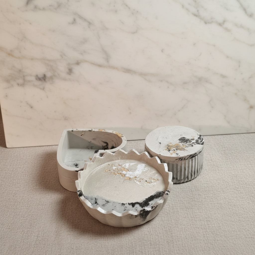 Noir Marble 3-Piece Concrete Vanity & Décor Set