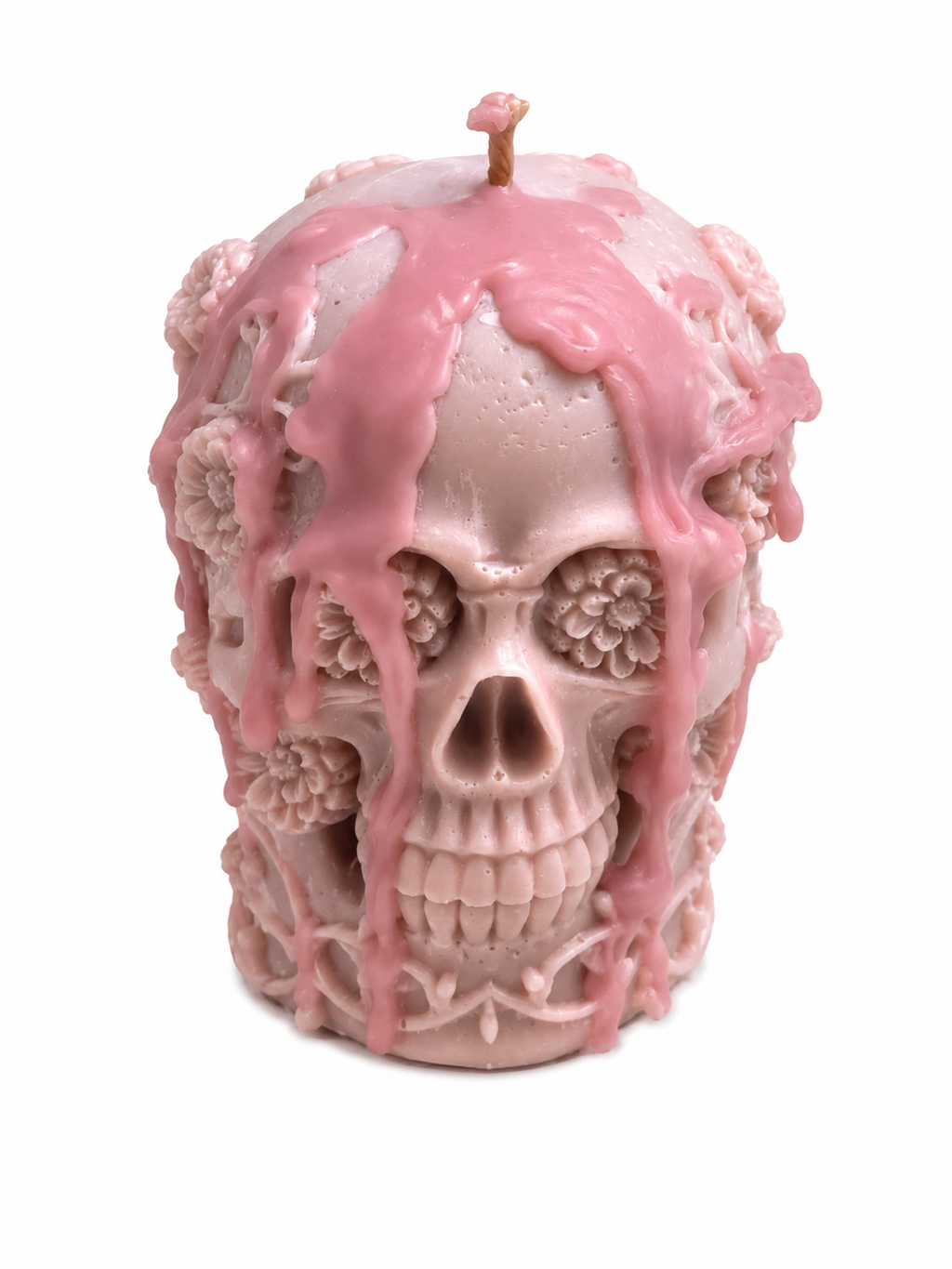 🌸 Floral Skull Sculpted Candle