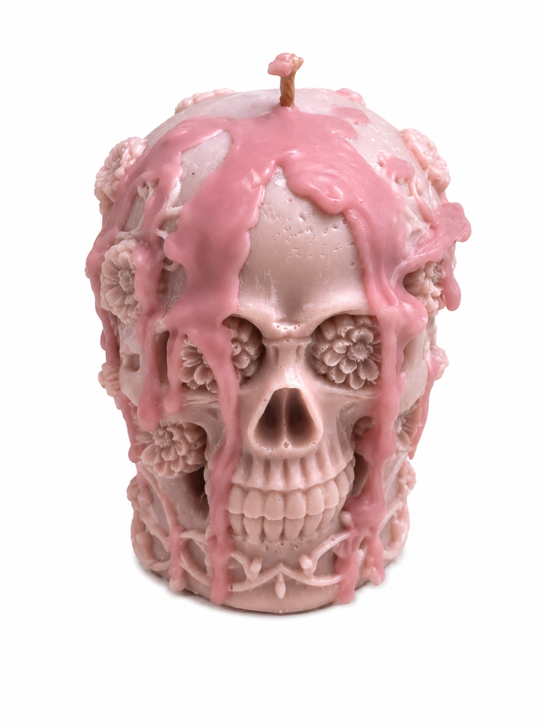 🌸 Floral Skull Sculpted Candle