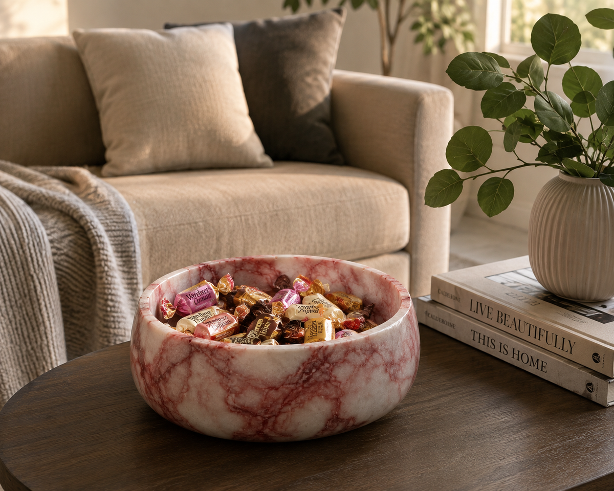 Red Marble Concrete Bowl
